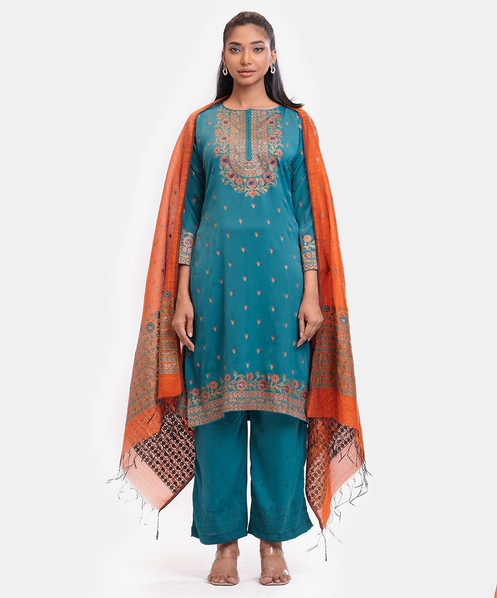 Women's Blue Straight Salwar Kameez