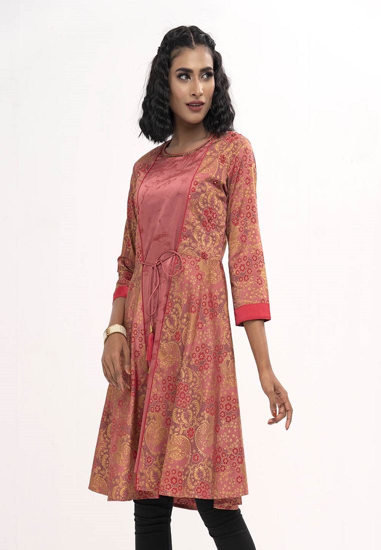 Peach Crepe rock Style Tunic