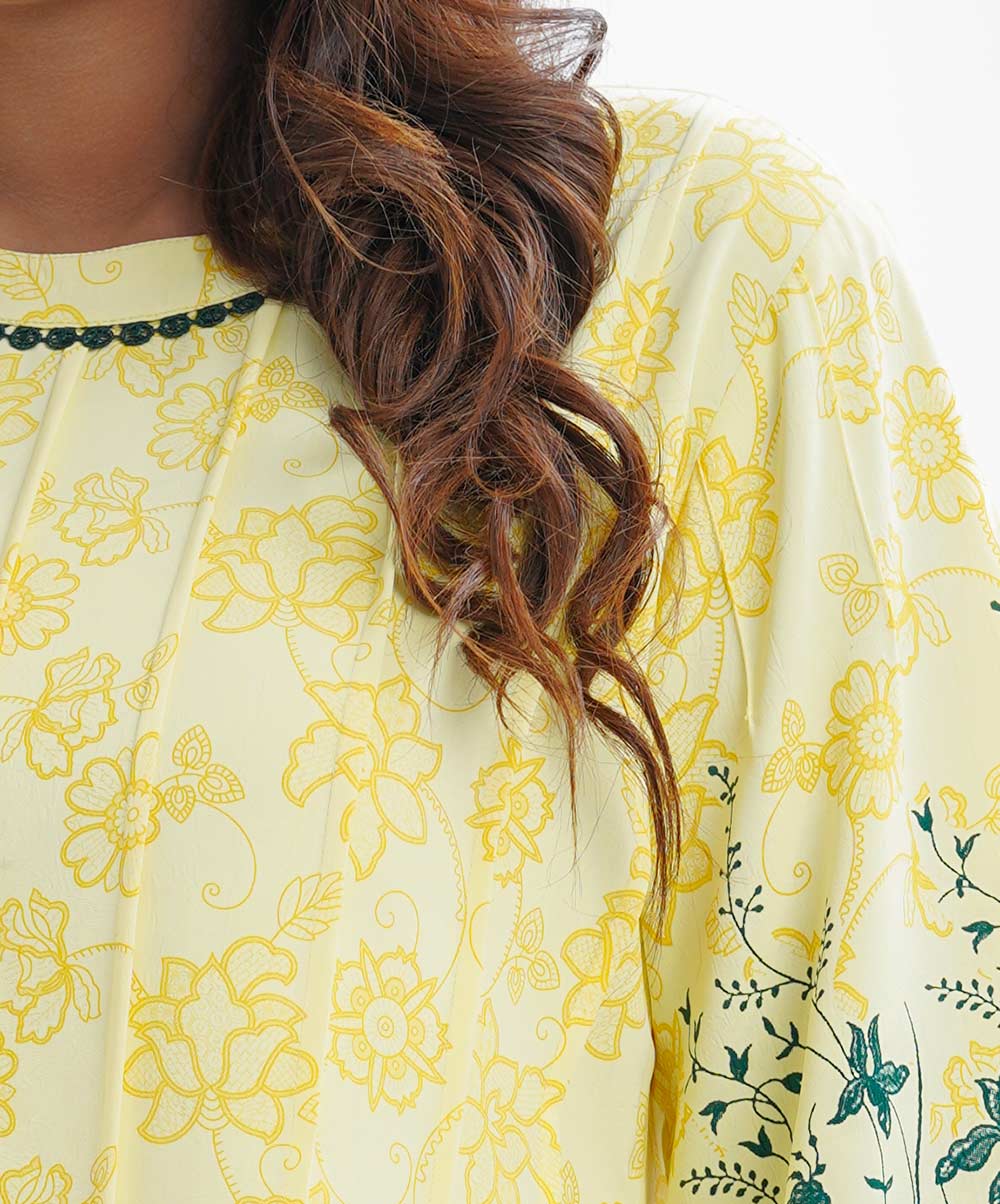 Women's Printed Yellow Tent Style Tunic