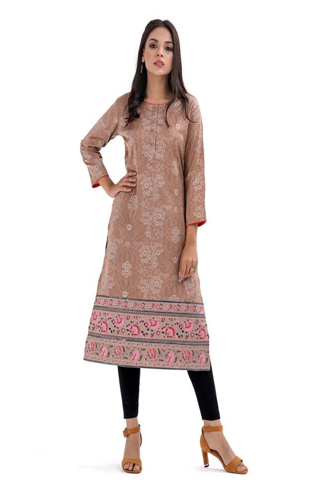 Warm Beige Crepe Straight-Cut Kameez