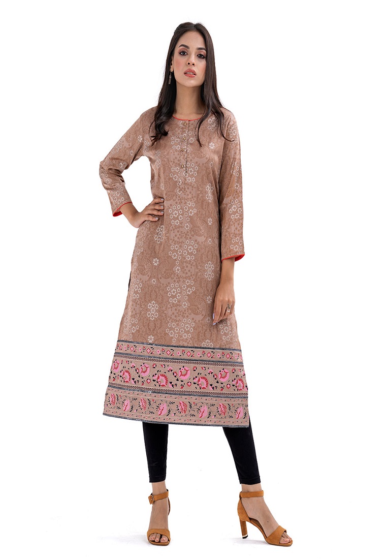 Warm Beige Crepe Straight-Cut Kameez