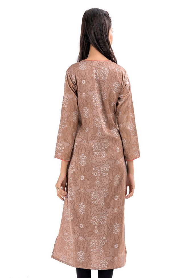 Warm Beige Crepe Straight-Cut Kameez