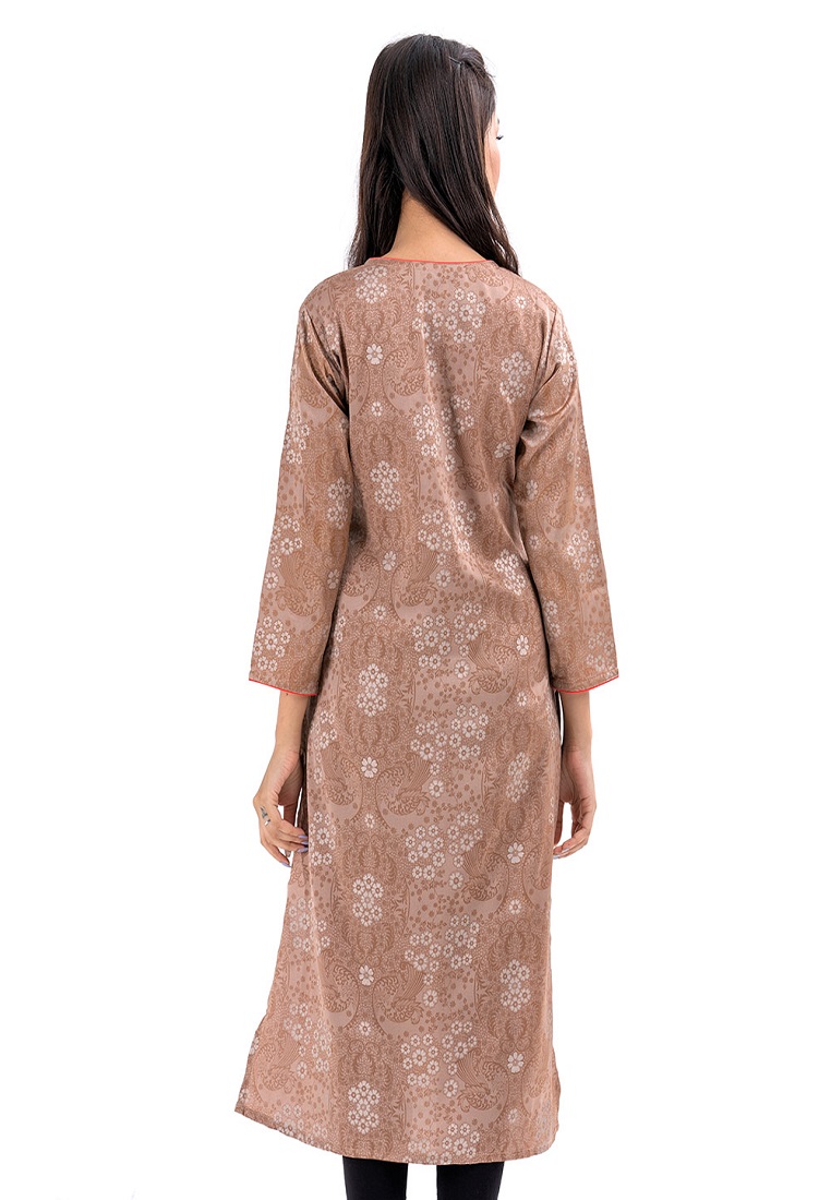Warm Beige Crepe Straight-Cut Kameez