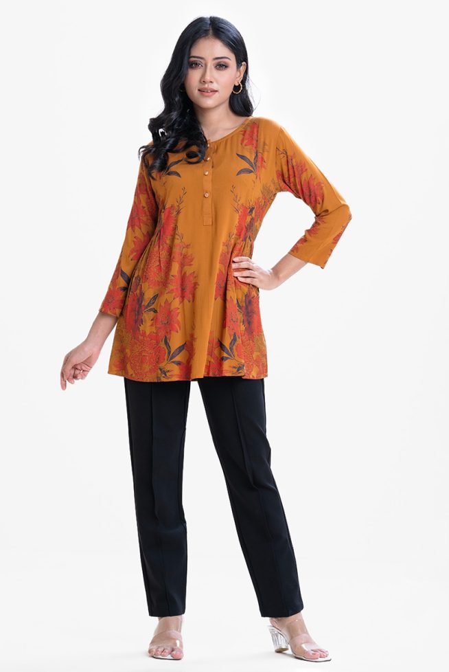 Women's Brown A-line Short Tunic