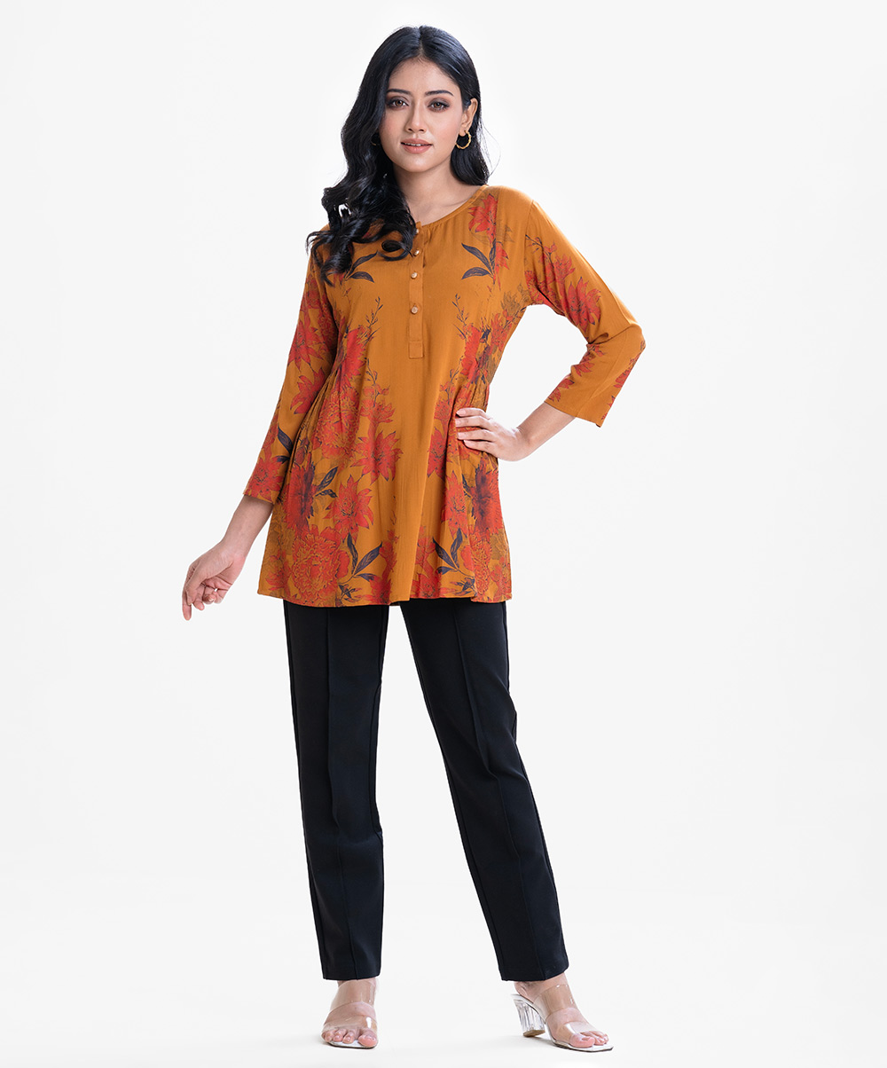 Women's Brown A-line Short Tunic