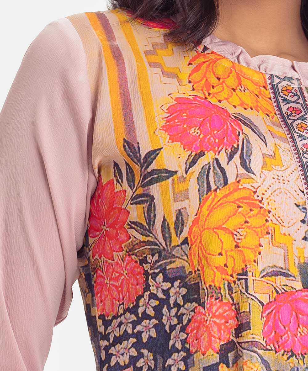 Printed Pink A-line Ladies Shirt