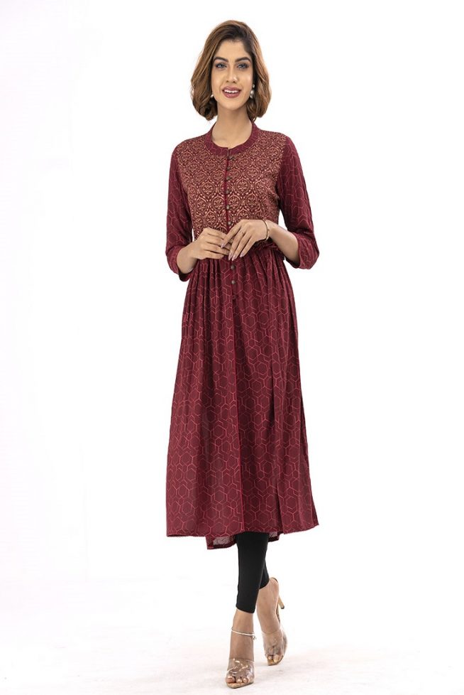 Red Georgette Shift Style Tunic