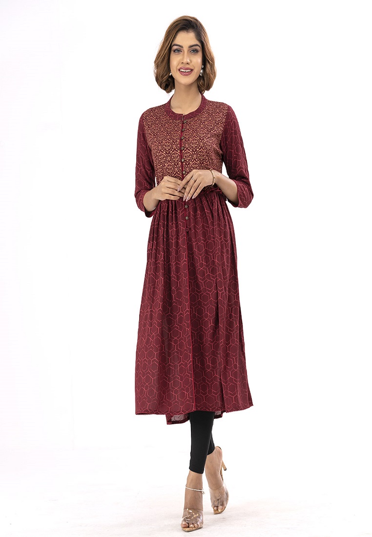 Red Georgette Shift Style Tunic