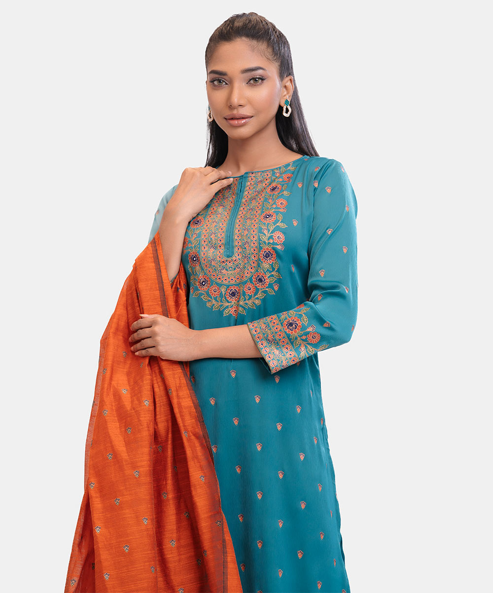 Women's Blue Straight Salwar Kameez