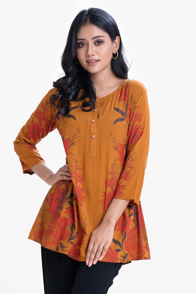 Women's Brown A-line Short Tunic