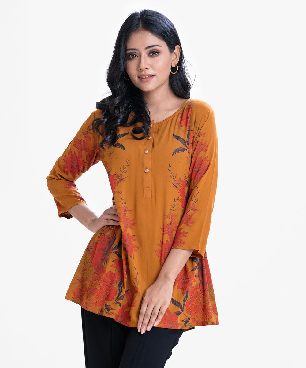 Women's Brown A-line Short Tunic