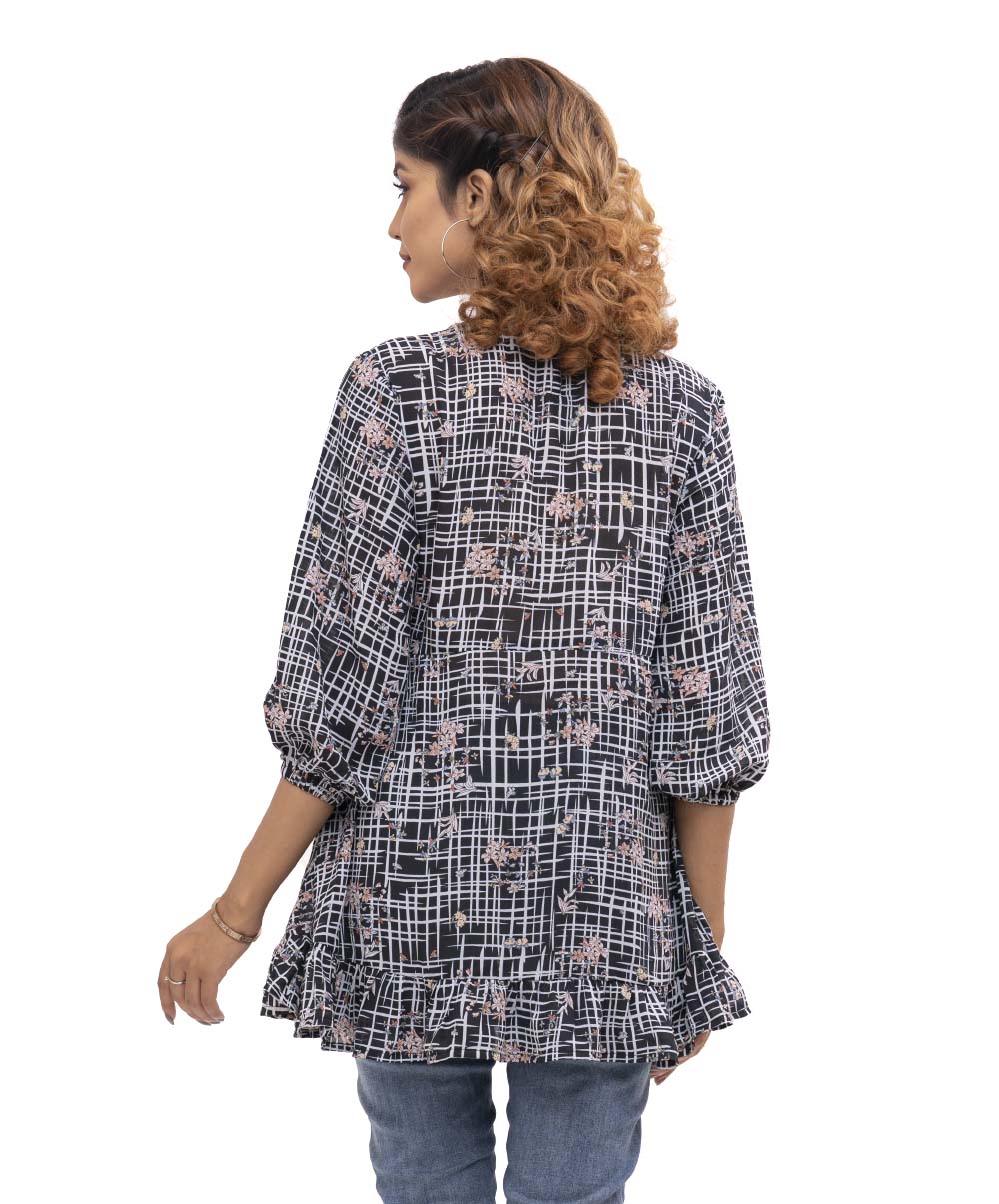 Black Printed Georgette Tunic