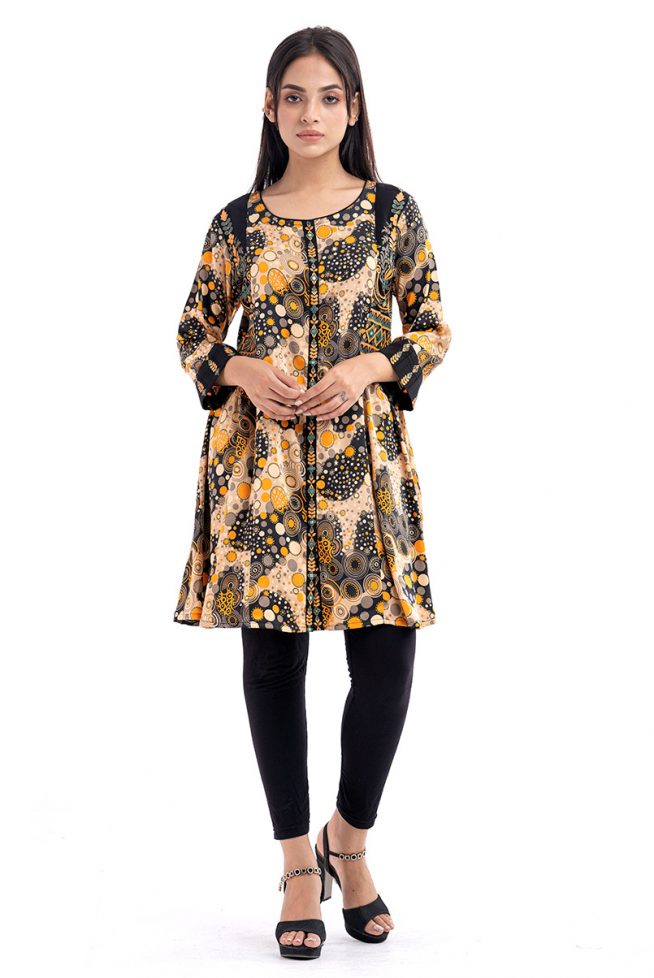 Multi-Color Polyester Pattern Tunic