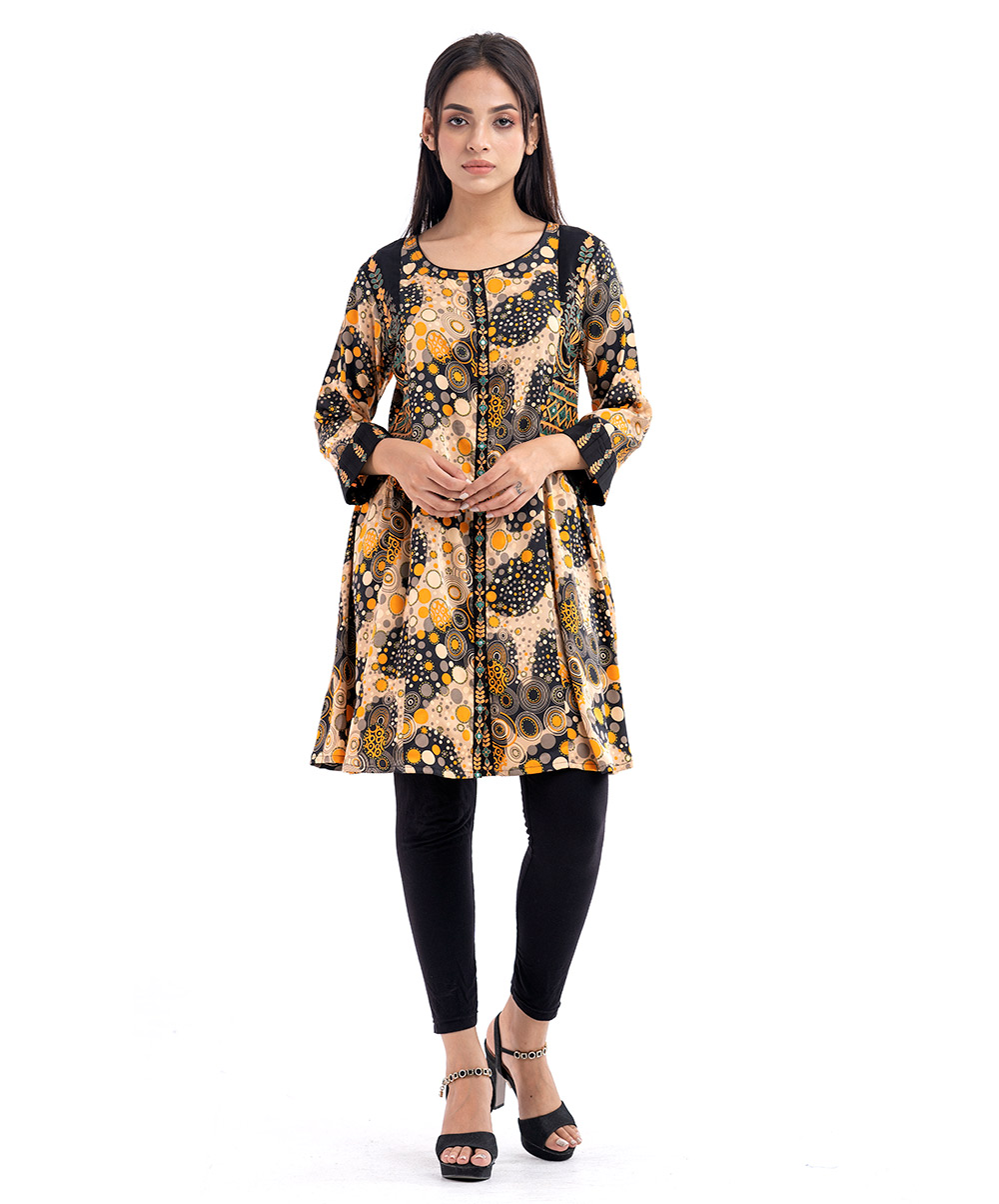 Multi-Color Polyester Pattern Tunic