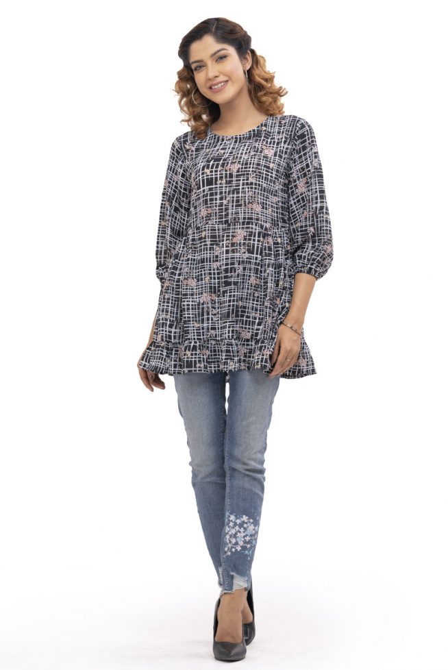 Black Printed Georgette Tunic