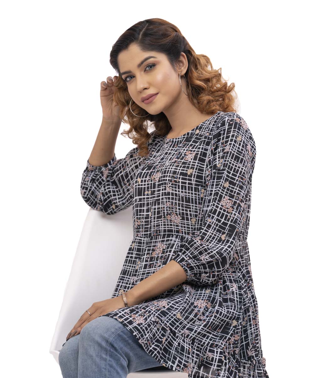 Black Printed Georgette Tunic