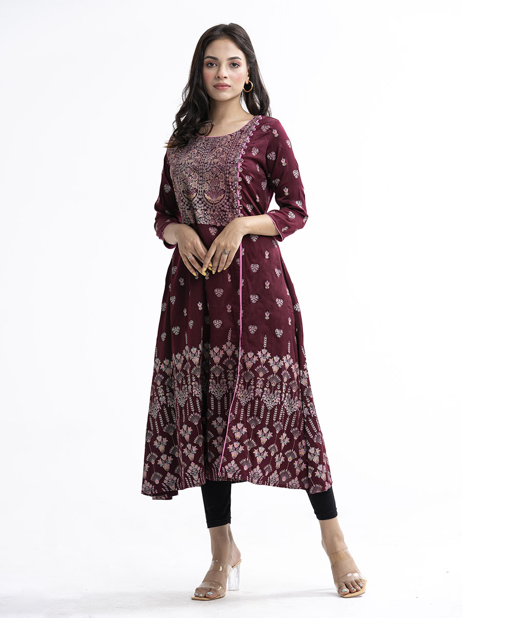 Burgendy Velveteen Long Tunic