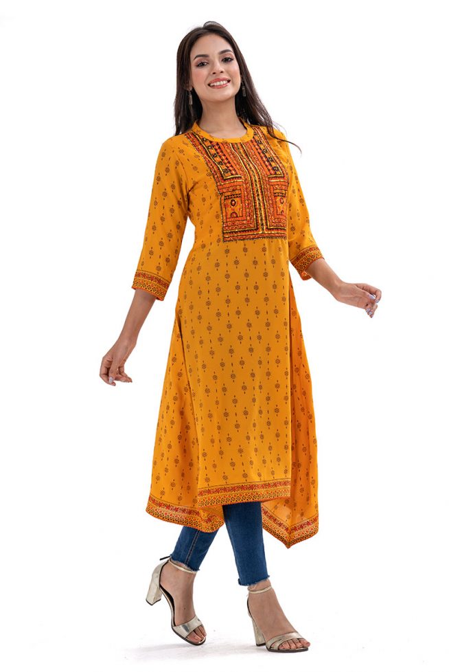 Yellow Georgette Handcrafted Kameez