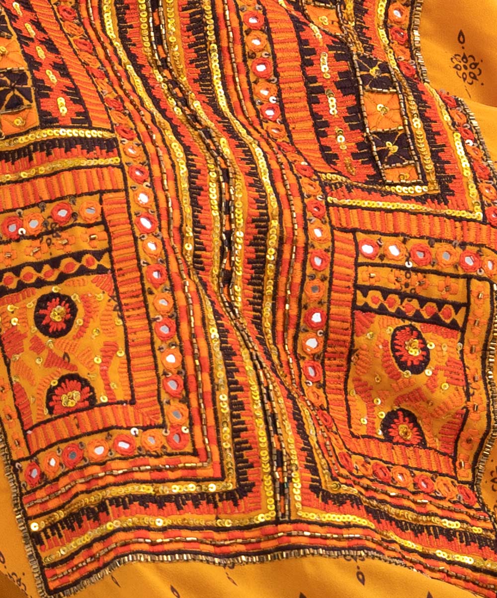 Yellow Georgette Handcrafted Kameez