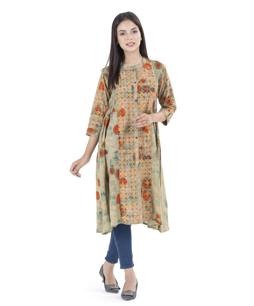 Multi-Color Georgette Shirt Style Tunic