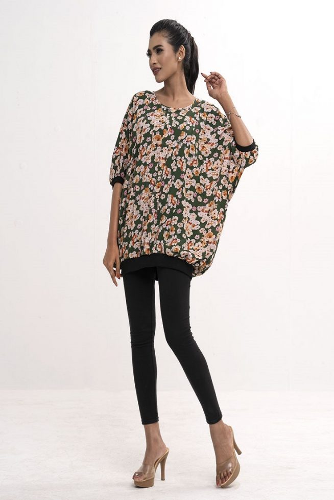 Dark Olive Pattern Tops