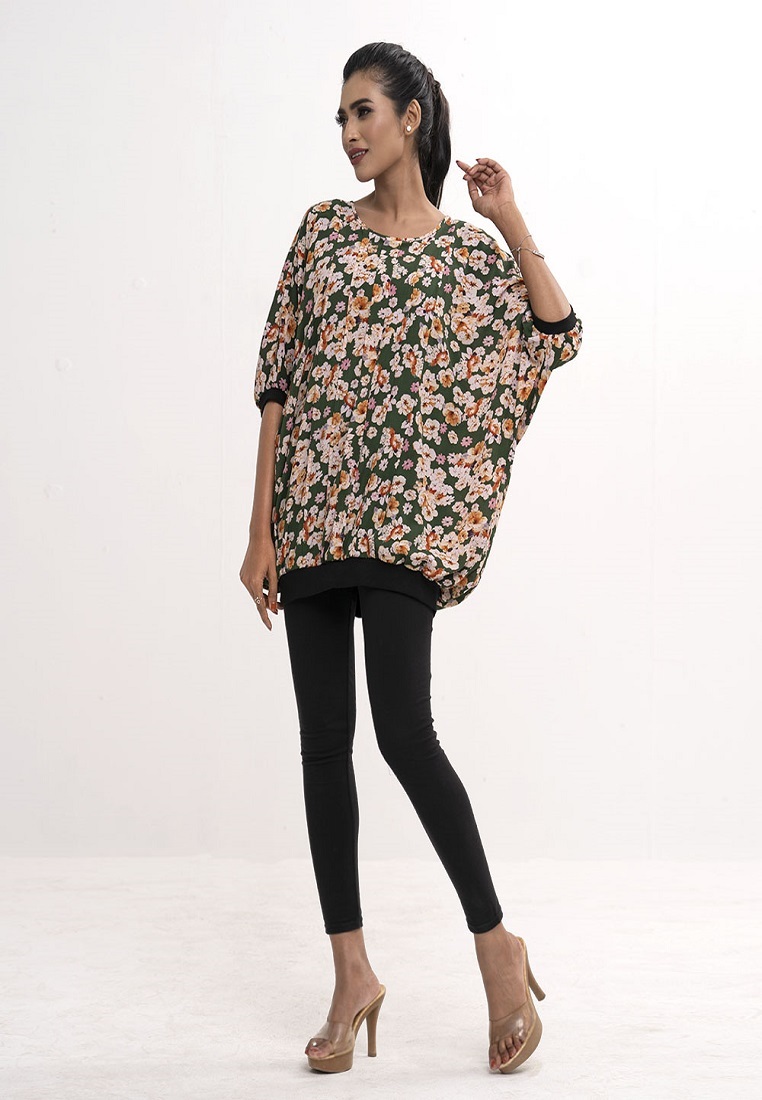 Dark Olive Pattern Tops