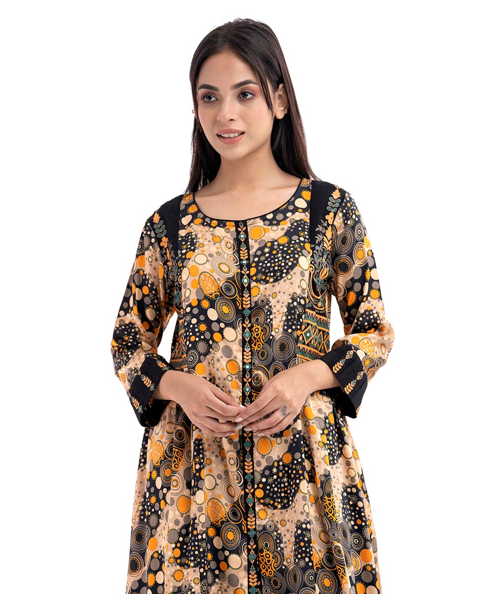 Multi-Color Polyester Pattern Tunic