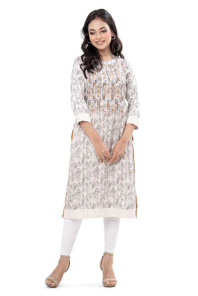 Off White Straight Cut Kameez