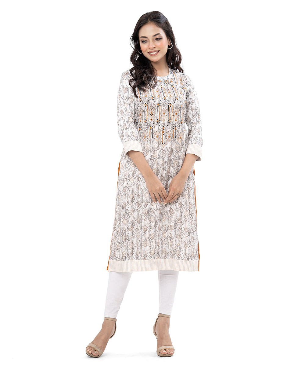 Off White Straight Cut Kameez