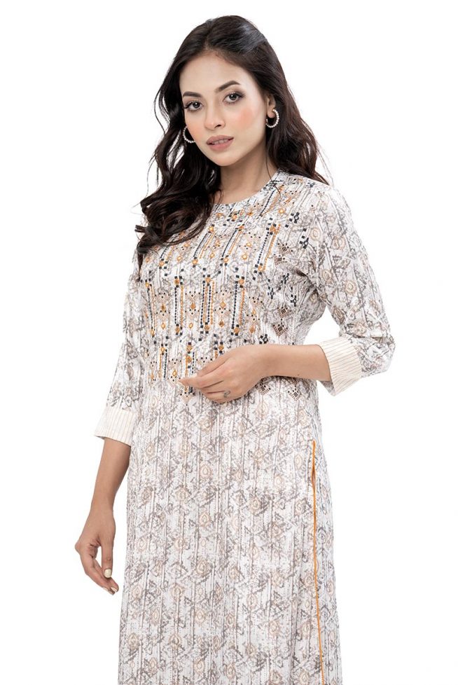 Off White Straight Cut Kameez