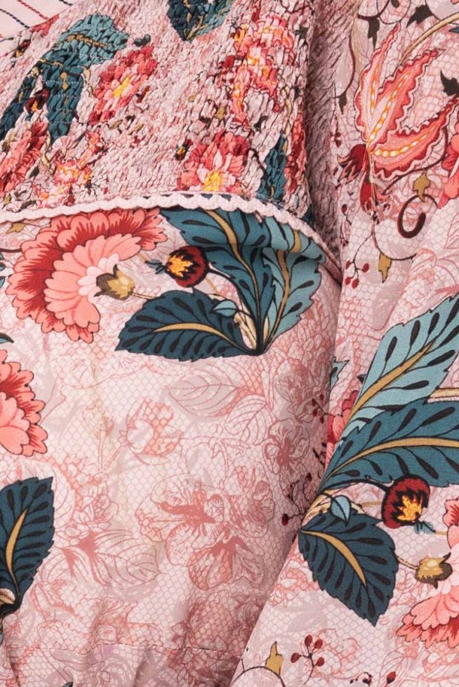 Traditional Floral Printed Blouson Style Top