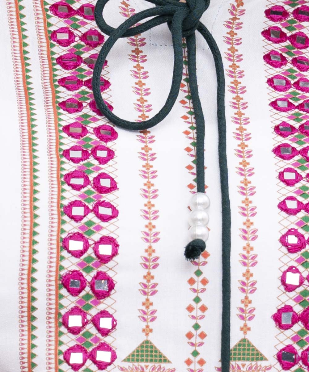 Ethnic Printed Patterned Tunic with Bottom & Blended Scarf