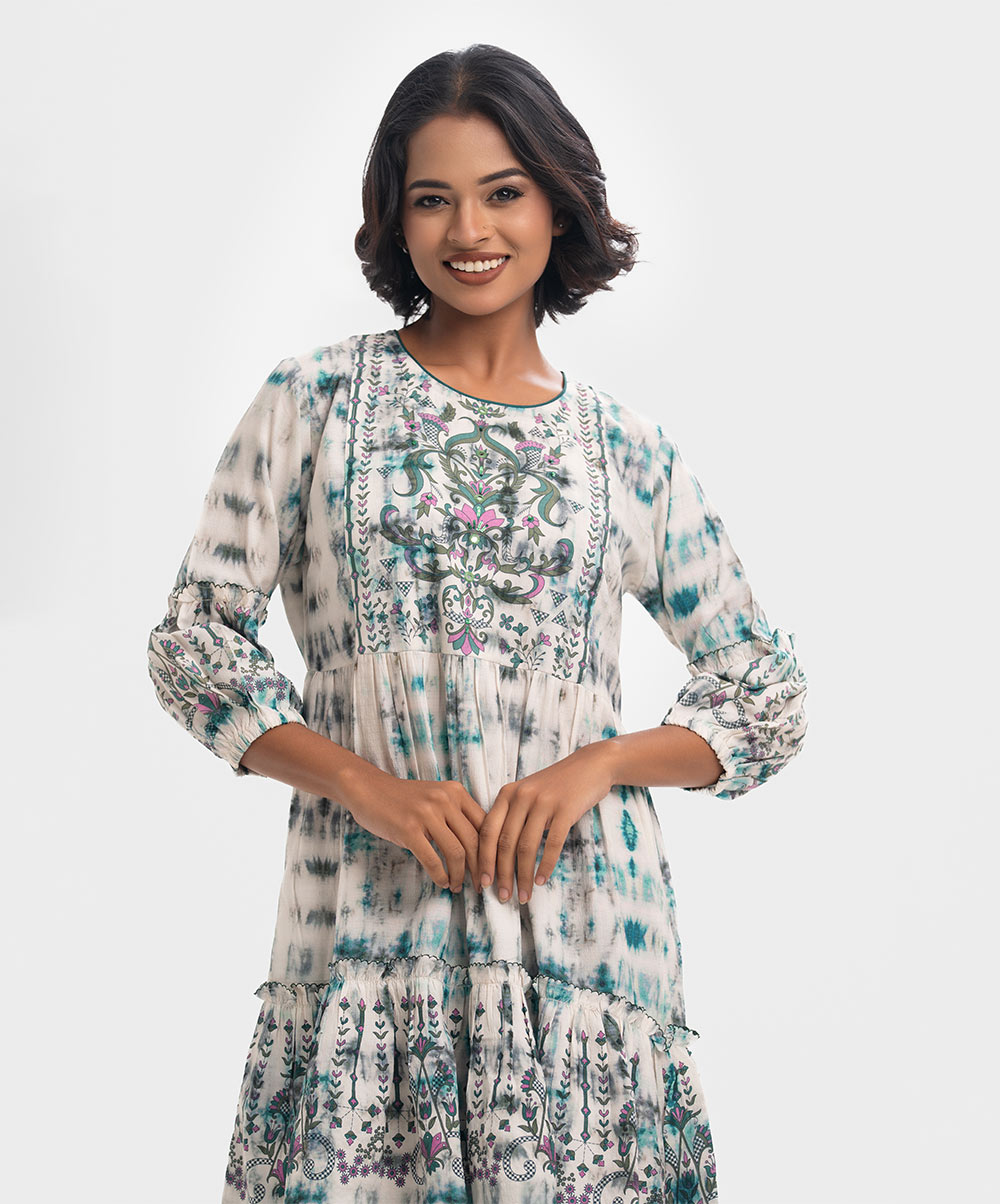 Green Handcrafted A-Line Tunic