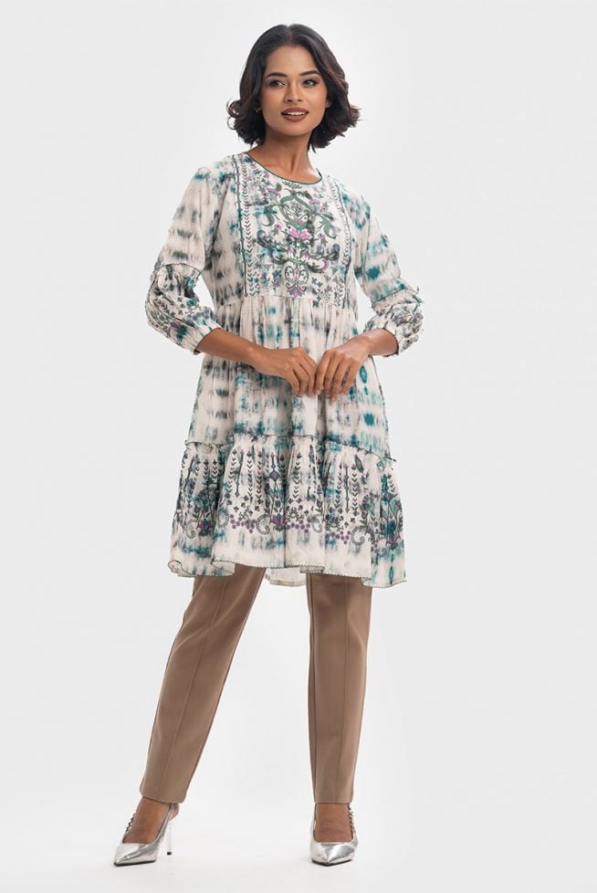 Green Handcrafted A-Line Tunic