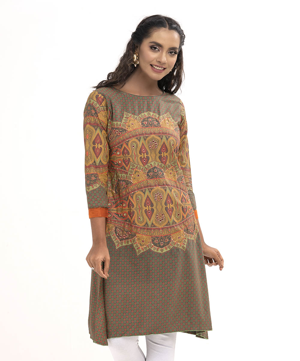 Green Silk A-Line Tunic