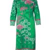 Single kameez, green colored crepe fabric, allover floral and geometric fusion print, full sleeve, round neck, side slit and handwork on front part.