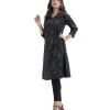 Black all-over ladies wrap style pattern Tunic in Crepe fabric.