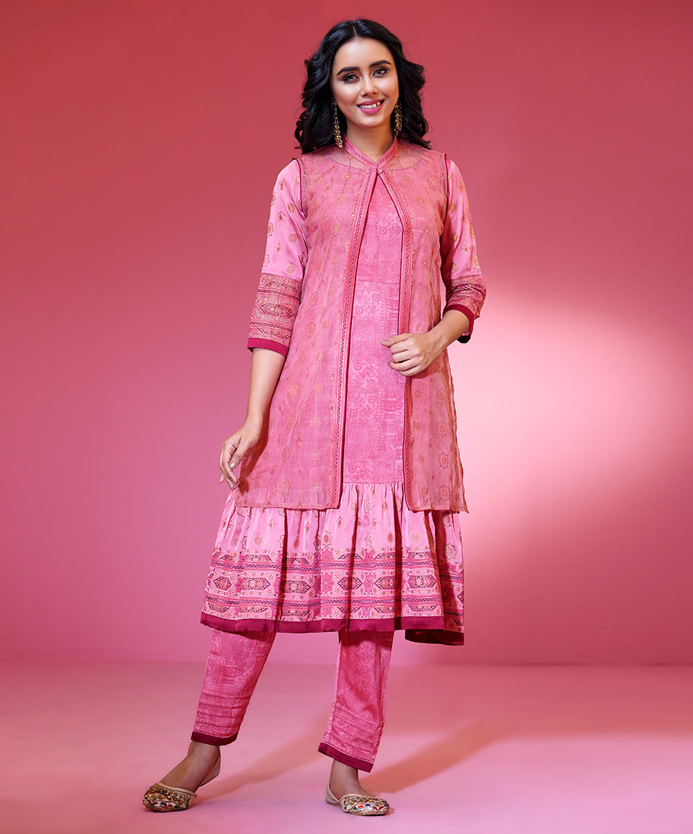 Pink Shrug Style Salwar Kameez