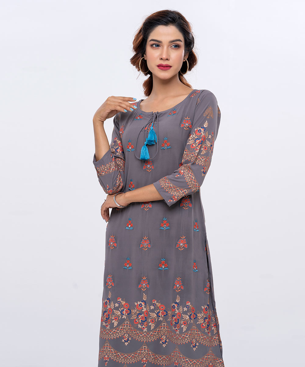 Gray Georgette A-line Kameez