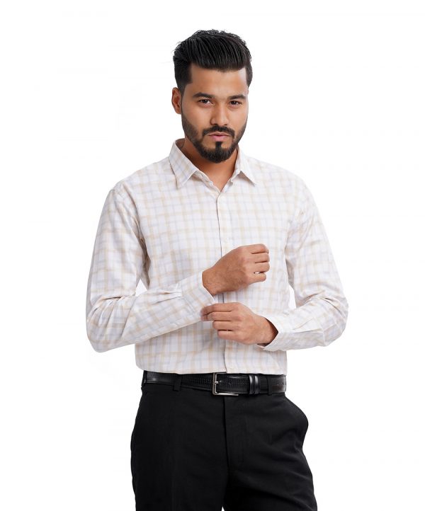 White Check Business Formal Shirt