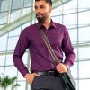 Purple Cotton Business Casual Shirt