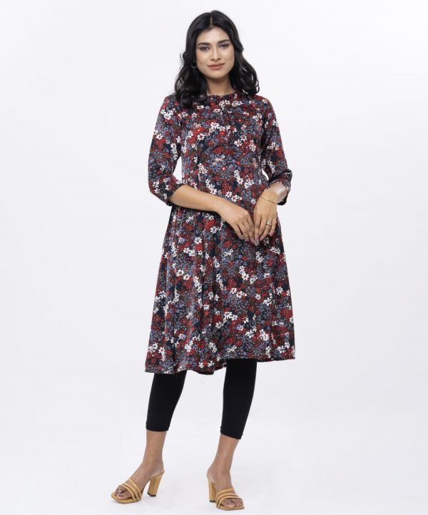 Black Flower-Printed Maternity Tunic