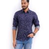 Blue Cotton Long Sleeve Casual Shirt