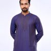 Blue Fitted Cotton Panjabi