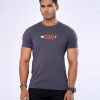 Gray short-sleeved T-Shirt in Cotton single jersey fabric. Designed with a crew neck, short sleeves, and print on the chest.