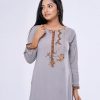 Gray Viscose Straight-Cut Kameez