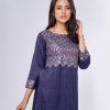 Blue Silk-blend Straight-Cut Kameez