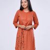 Orange Viscose Straight-cut Kameez