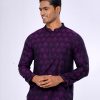 Purple Semi Fitted Jacquard Cotton Panjabi