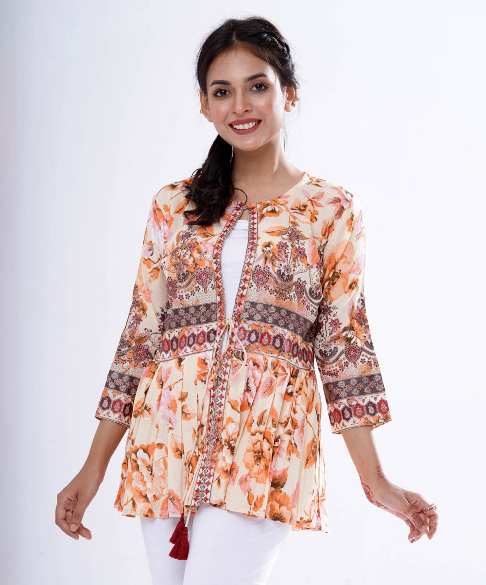 Sitaram Designer Women Self Design A-line Kurti with koti